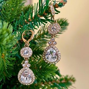 CZ Gold-plated Dangle Statement Earrings